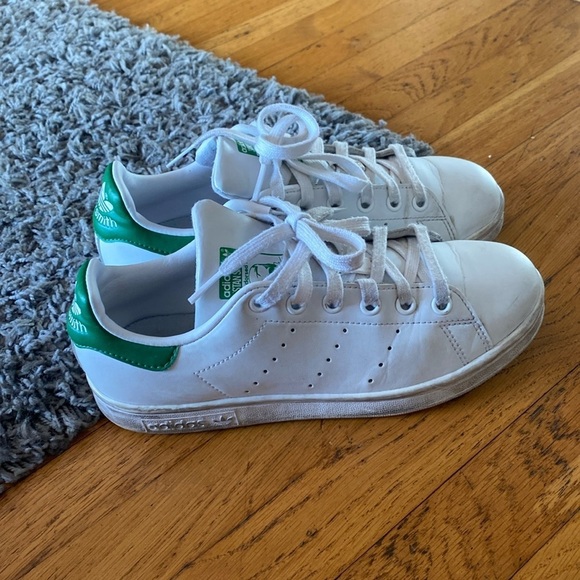 Adidas Stan Smith Primegreen White and Green Sneakers Size 5.5 - Picture 1 of 11